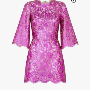 DOLCE&GABBANA pink💗 metallic lace dress